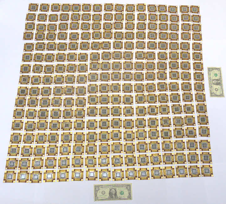 256 Supercomputer CPU chips, GOLD scrap, Collectible  